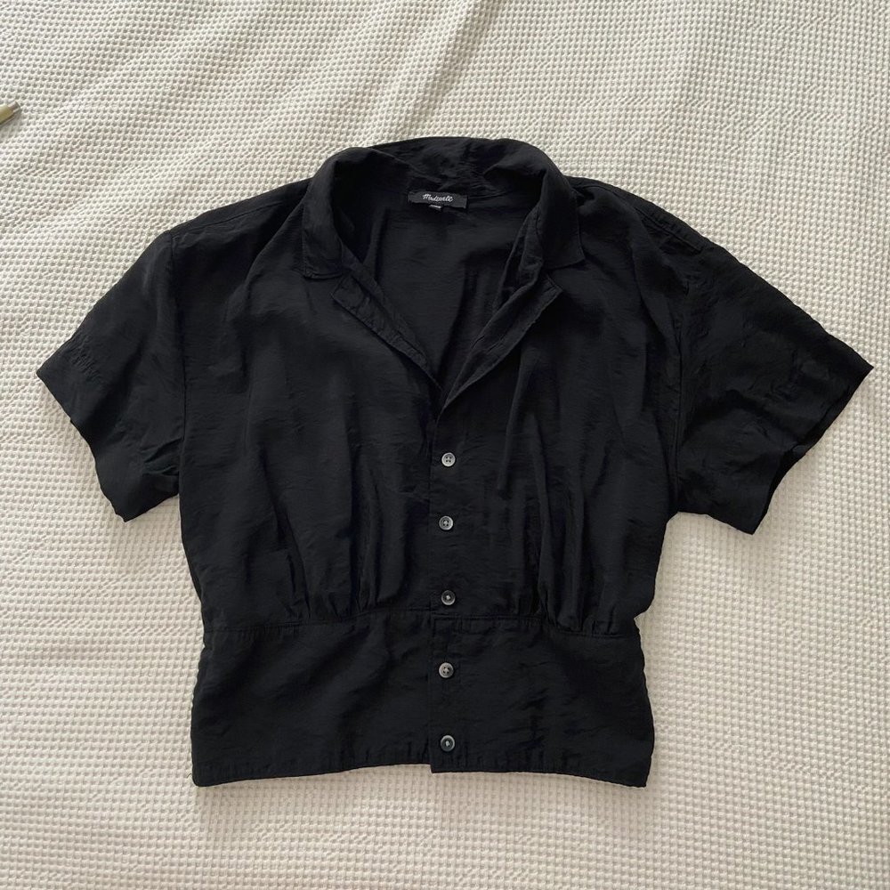 Madewell Drapey Banded-Bottom Button-Down Top